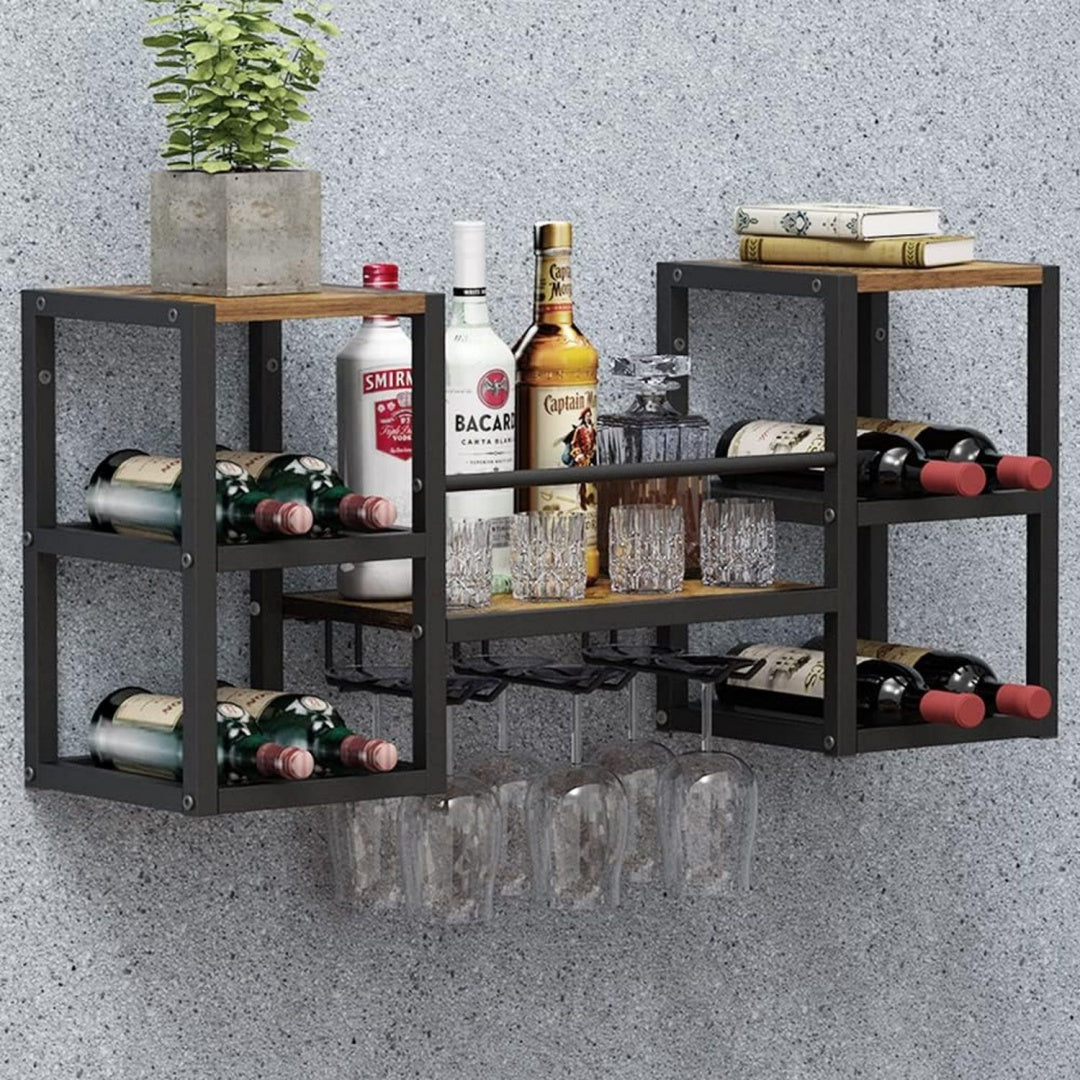 Profilo moderno porta bottiglie da vino in legno da parete nero