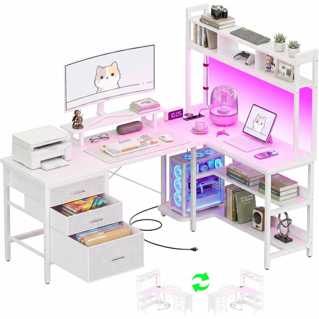 Profilo moderno postazioni di lavoro per computer in metallo bianco